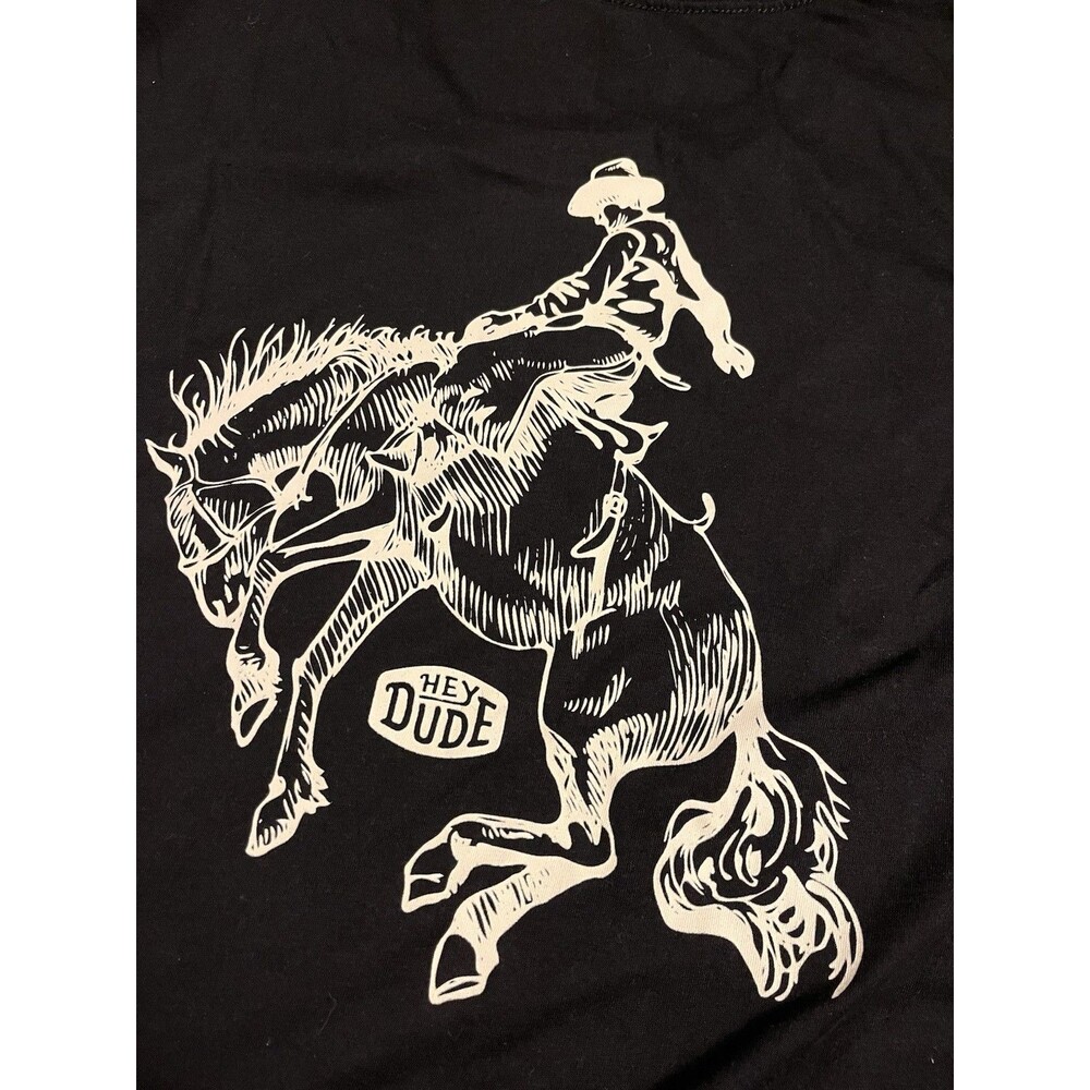 NEW Hey Dude Bronco Bronc Horse Rodeo Cowboy Black T-Shirt 3XL Western Shoes NWT